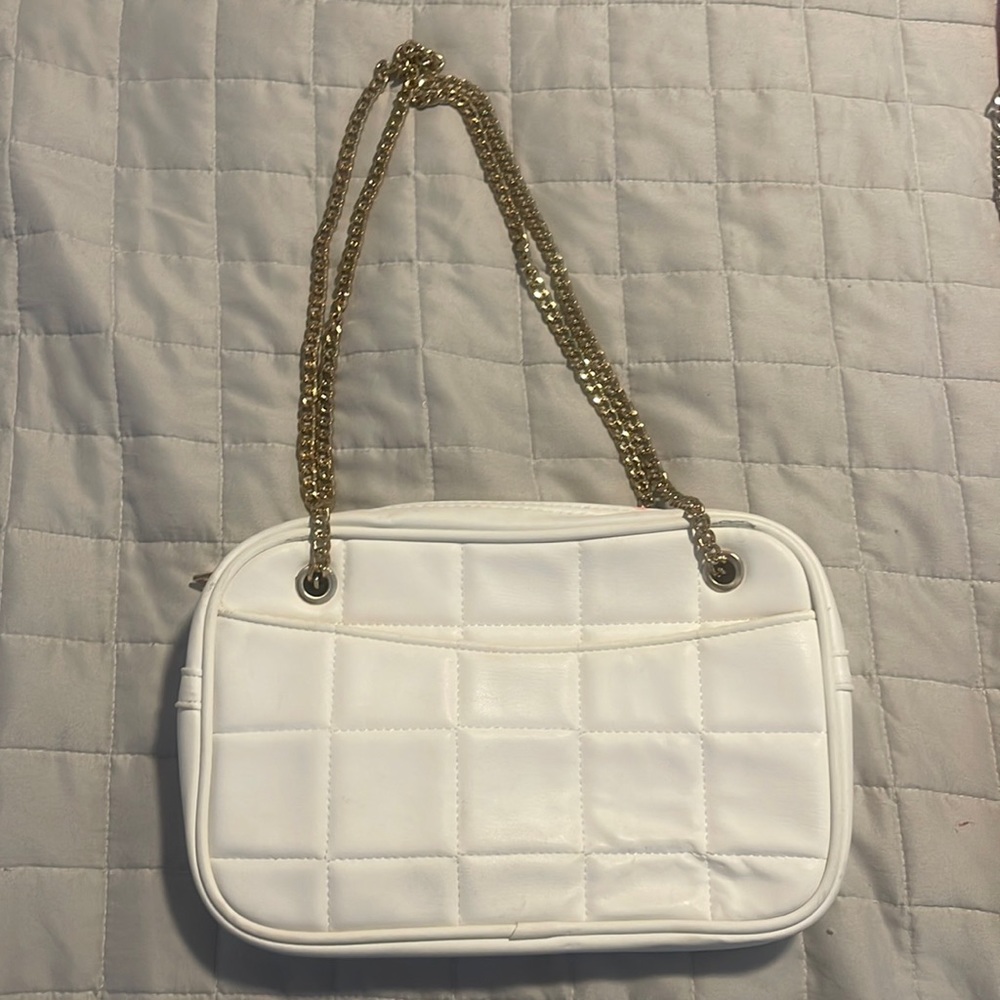Faux leather white &gold crossbody/shoulder bag (universal)